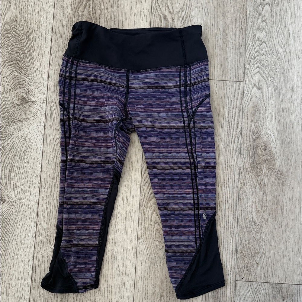 lululemon athletica Purple and Black Striped Leggings